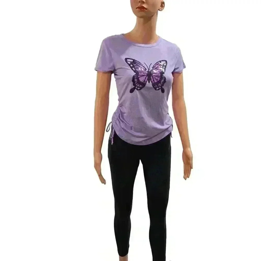 Lavender Butterfly Graphic T-Shirt - Never Worn Women's Casual Top